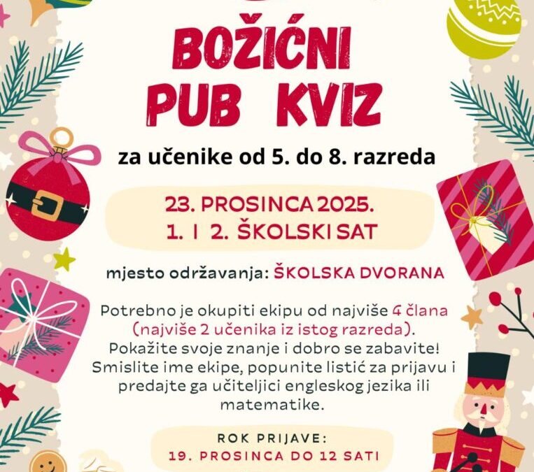 Obavijest – školski pub quiz